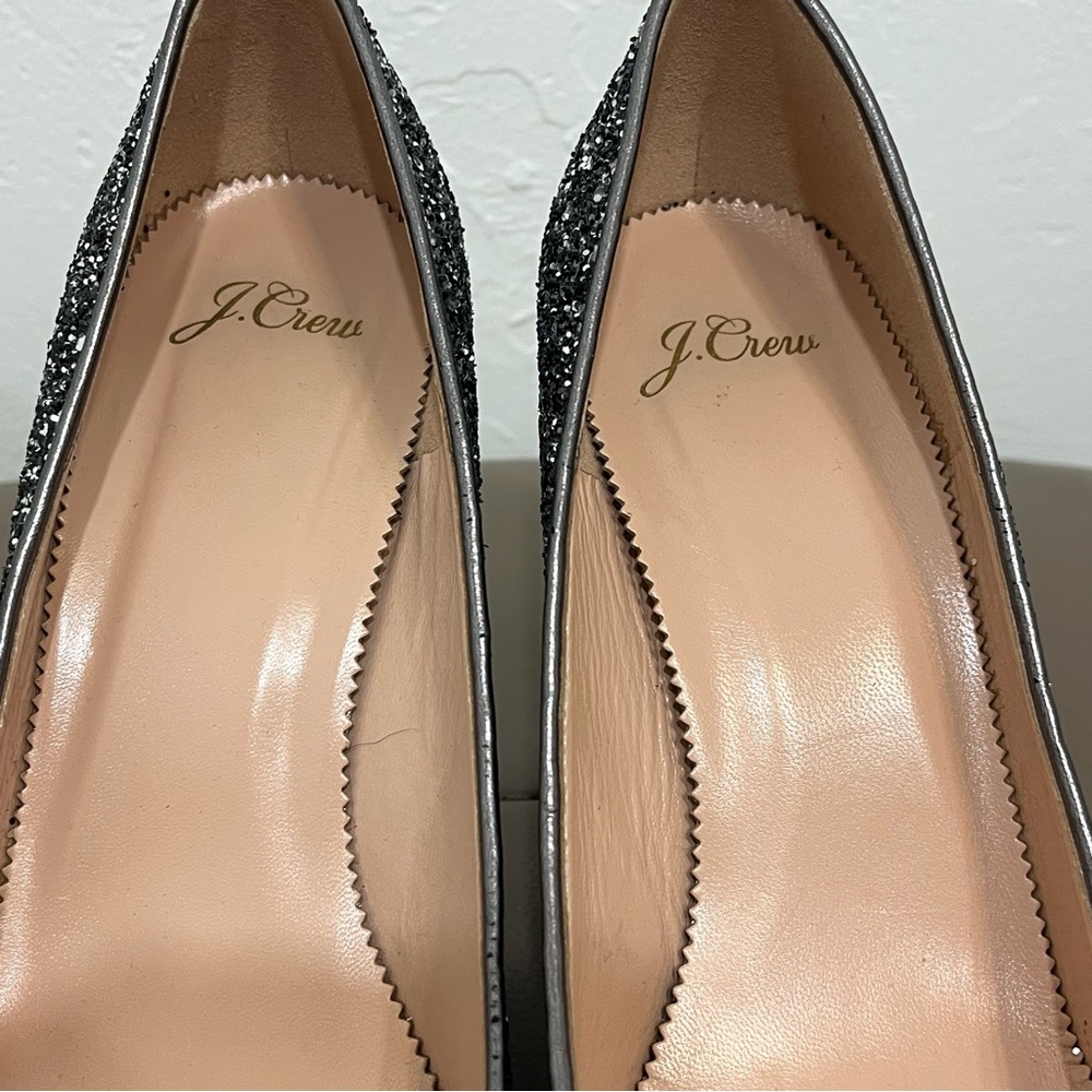 J. Crew Elsie Pumps in Gunmetal Glitter Formal Party Heels Size 9.5 - Picture 8 of 12